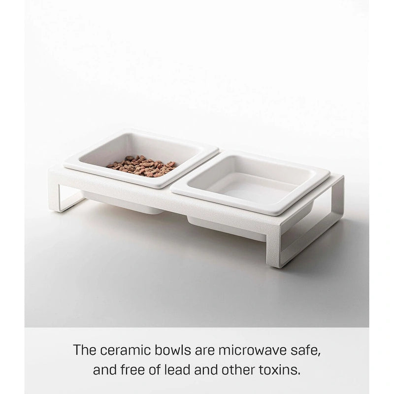 Yamazaki Home Pet Food Bowls - Two Styles, Steel and Ceramic, Short, 1.25 cups, 300 milliliters per bowl