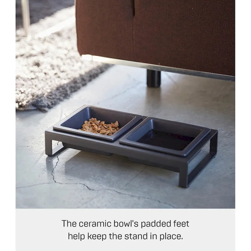 Yamazaki Home Pet Food Bowls - Two Styles, Steel and Ceramic, Short, 1.25 cups, 300 milliliters per bowl