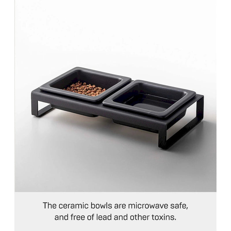 Yamazaki Home Pet Food Bowls - Two Styles, Steel and Ceramic, Short, 1.25 cups, 300 milliliters per bowl