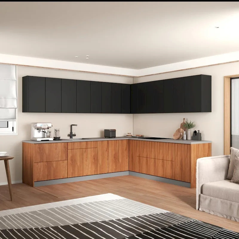 Kitchen Modern Collection Natural Teak & Black Color Base Size 10x8,5Ft Wide - 102x120