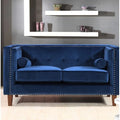 Kittleson Classic Nailhead Chesterfield Loveseat - Blue