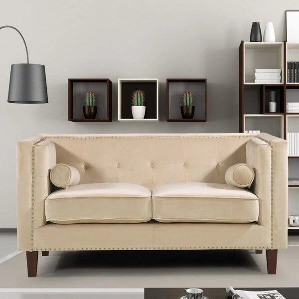 Kittleson Classic Nailhead Chesterfield Loveseat - Blue