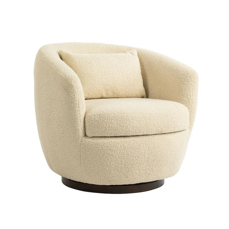 Upholstered Swivel Barrel Armchair with Storage Modern Living Room Side Chair for Bedroom/Office/Reading Spaces