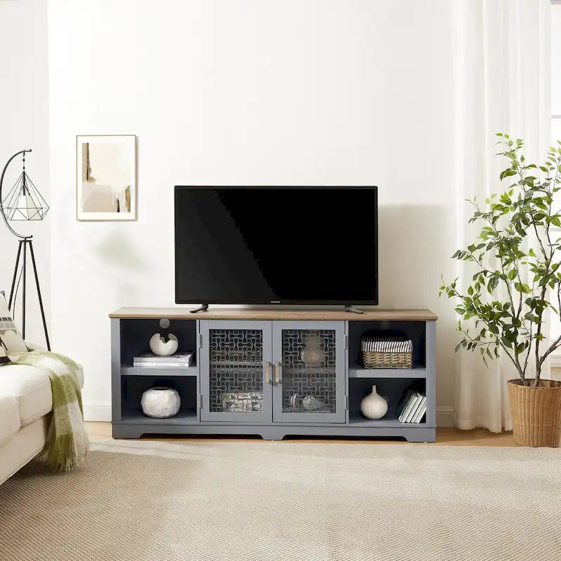 Modern Farmhouse TV Media Stand Cabinet for up to 80 TV - N/A
