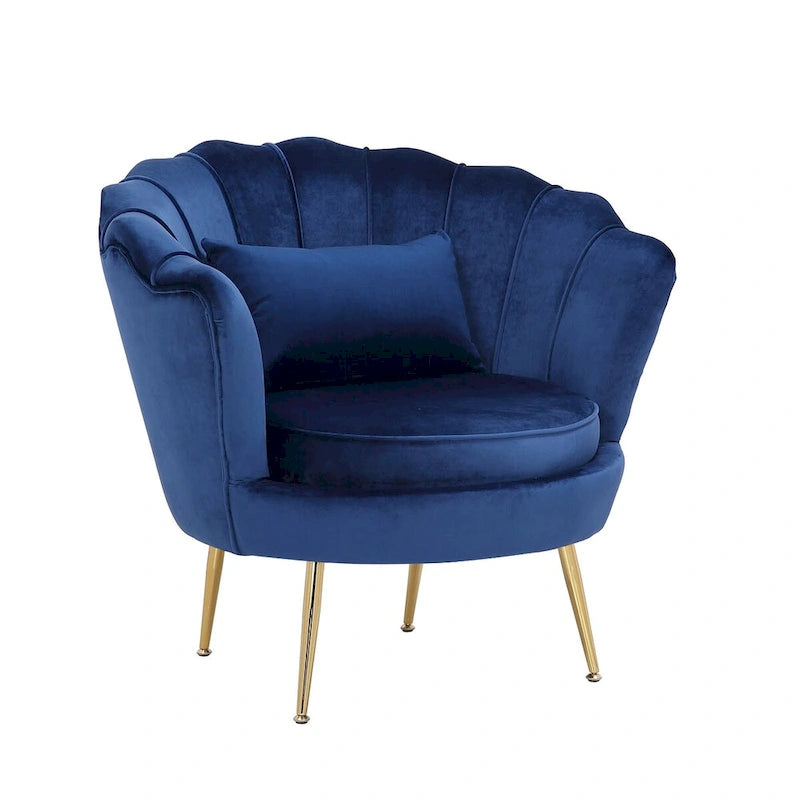 Blue Velvet Lounge Chair - 29 H x 32.5 W x 31.5 D