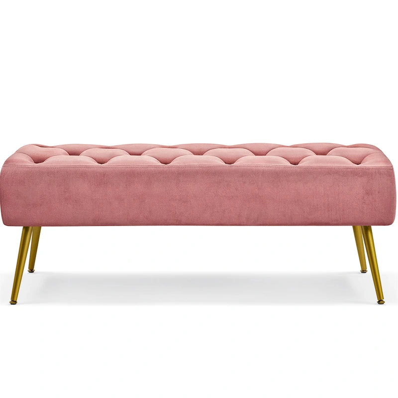 Yaheetech Upholstered Footstool Velvet Ottoman Button-Tufted Table Bench - 451617