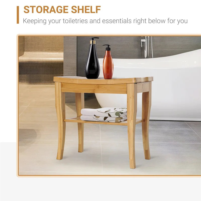 Long Bamboo Shower Bench Seat