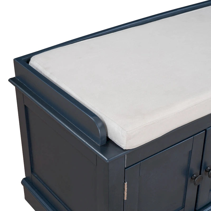 Entryway Storage Bench with 4 Doors and Adjustable Shelves