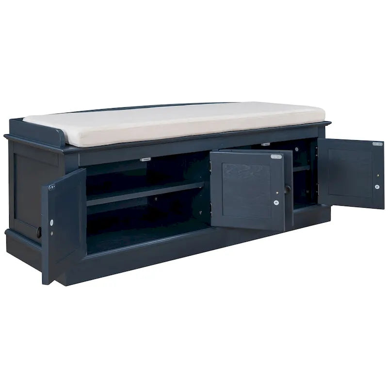 Entryway Storage Bench with 4 Doors and Adjustable Shelves