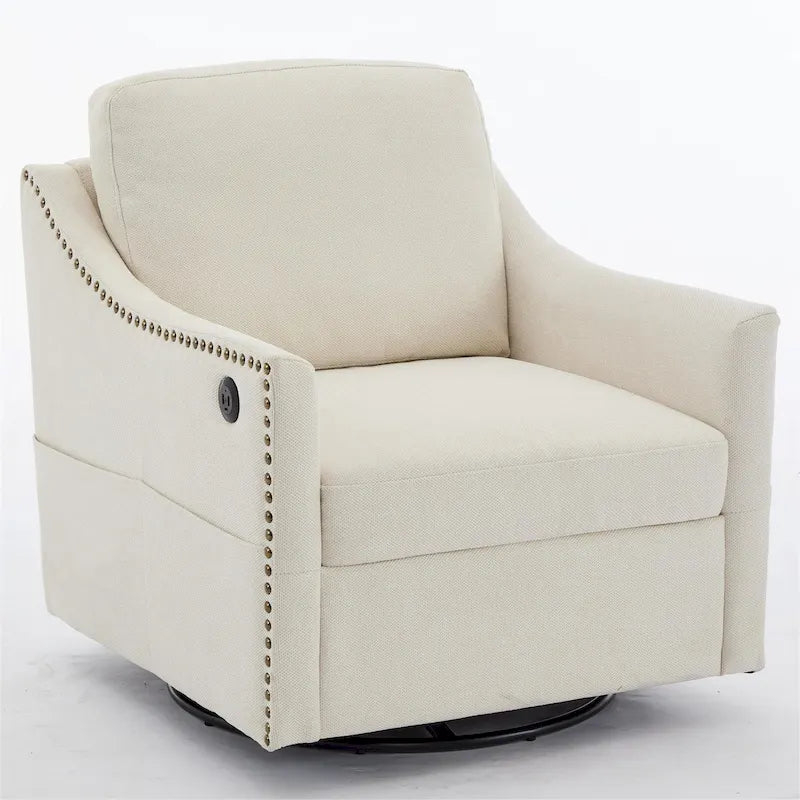 Modern Fabric Accent Swivel Chair with USB Ports, Set of 1