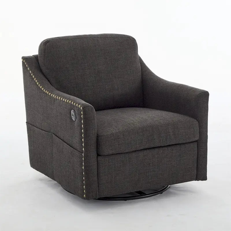 Modern Fabric Accent Swivel Chair with USB Ports, Set of 1