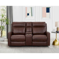 Hydeline Vienna Zero Gravity Power Recline and Headrest Top Grain Leather Loveseat with Console