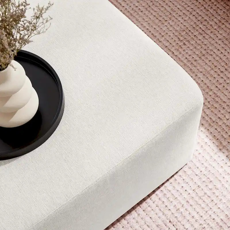 Callum 17/28 Square Woven Heathered Fabric Upholstered Ottoman