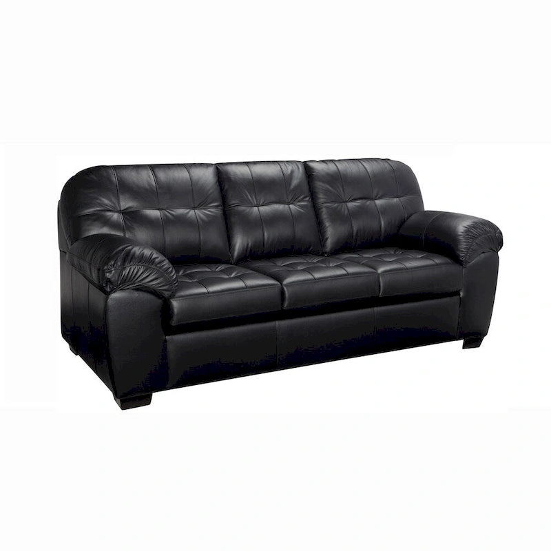 Emma Premium Black Top Grain Leather Tufted Sofa