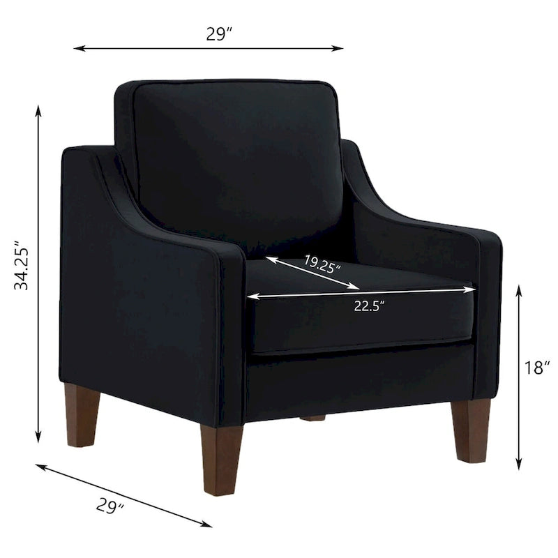 Armchair,Living Room Single Seat Sofa Chair with Wooden Legs,Upholstered Velvet Accent Chair