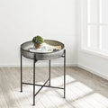 Folding Galvanized Side Table Waterproof Coffee Table - 22.44D x 22.44W x 25.79H