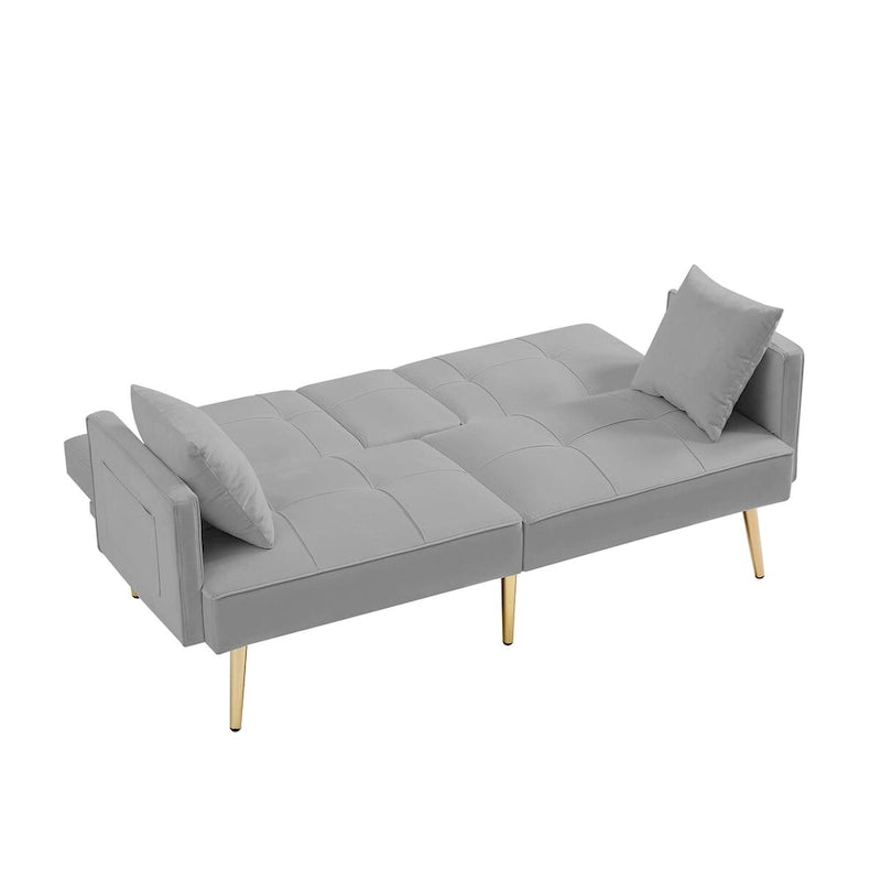 Velvet Futon Sofa Bed with Gold Metal Legs for Living Room, Entryway, Hallway, Office