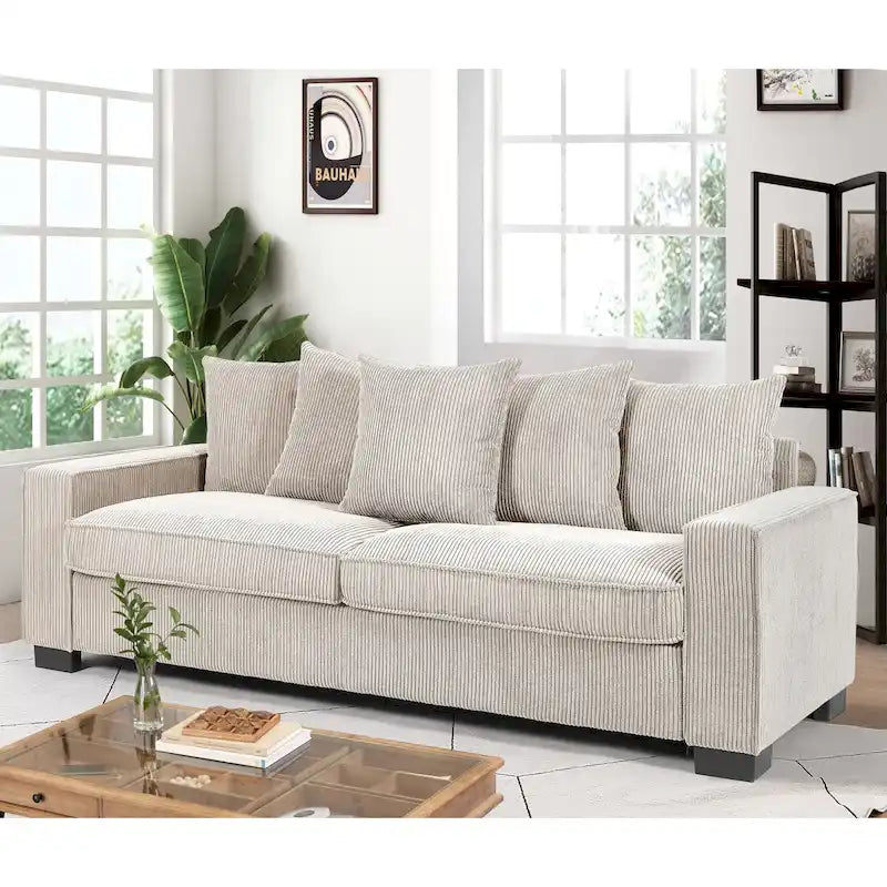 Transitional Track Arm Upholstered Indoor Sofa