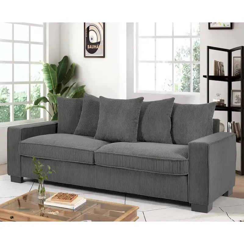 Transitional Track Arm Upholstered Indoor Sofa
