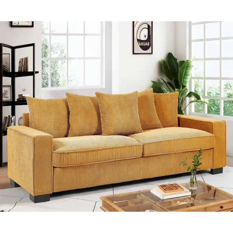 Transitional Track Arm Upholstered Indoor Sofa
