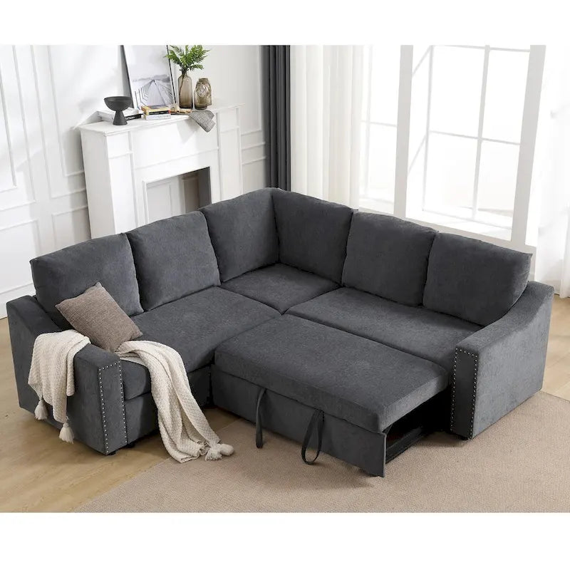 L-shaped Sofa with Pull-out Sofa Bed,Corner Sofa,Comfortable Living Room Furniture Set,Sleeper Sofa Bed,Corner Seat for Two