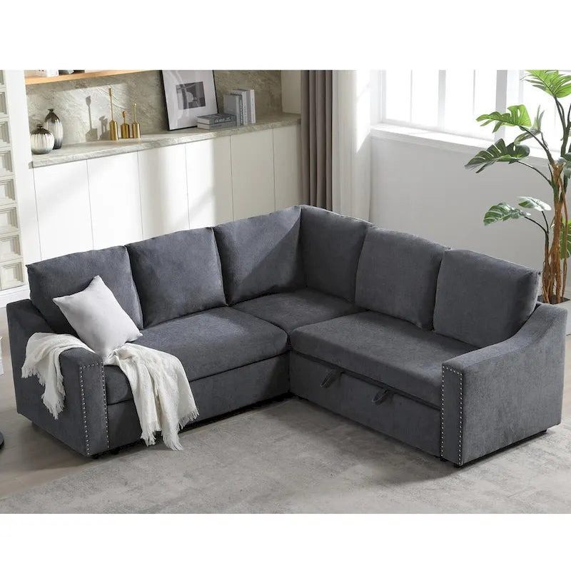 L-shaped Sofa with Pull-out Sofa Bed,Corner Sofa,Comfortable Living Room Furniture Set,Sleeper Sofa Bed,Corner Seat for Two