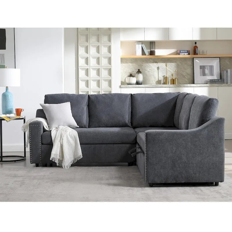 L-shaped Sofa with Pull-out Sofa Bed,Corner Sofa,Comfortable Living Room Furniture Set,Sleeper Sofa Bed,Corner Seat for Two