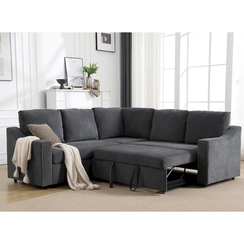 L-shaped Sofa with Pull-out Sofa Bed,Corner Sofa,Comfortable Living Room Furniture Set,Sleeper Sofa Bed,Corner Seat for Two