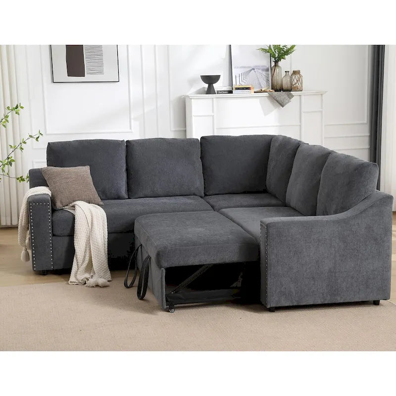 L-shaped Sofa with Pull-out Sofa Bed,Corner Sofa,Comfortable Living Room Furniture Set,Sleeper Sofa Bed,Corner Seat for Two
