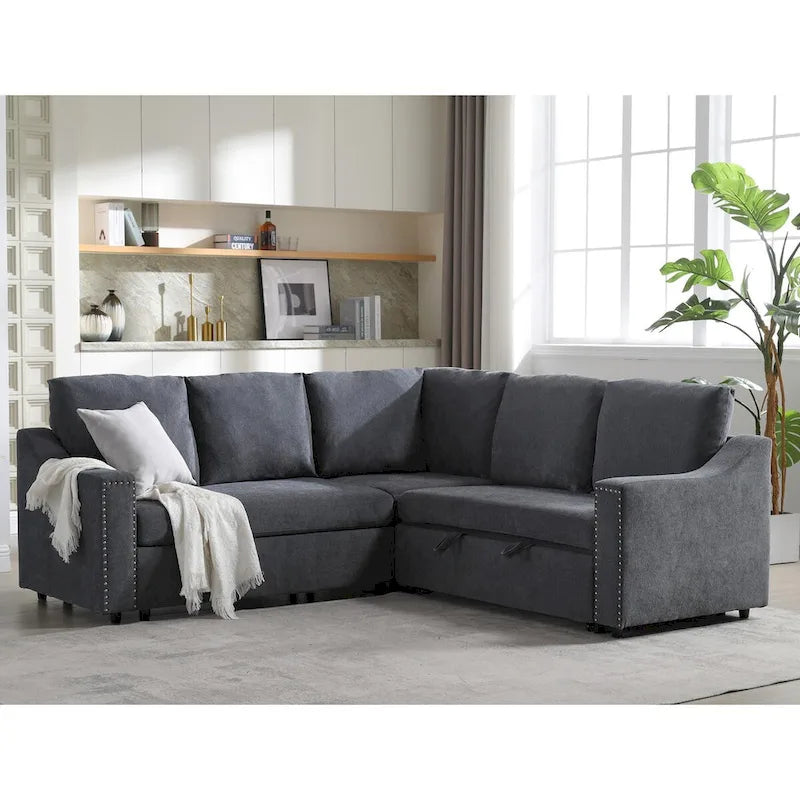 L-shaped Sofa with Pull-out Sofa Bed,Corner Sofa,Comfortable Living Room Furniture Set,Sleeper Sofa Bed,Corner Seat for Two