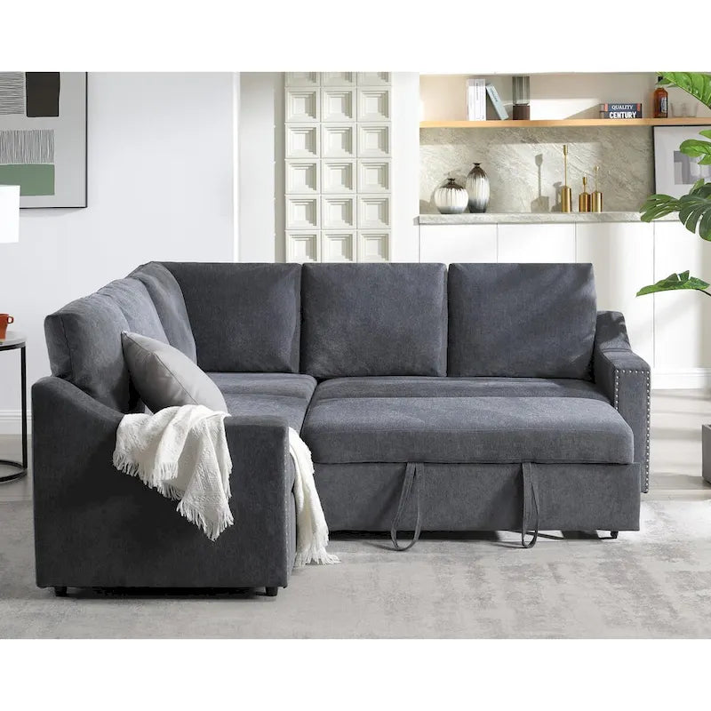 L-shaped Sofa with Pull-out Sofa Bed,Corner Sofa,Comfortable Living Room Furniture Set,Sleeper Sofa Bed,Corner Seat for Two