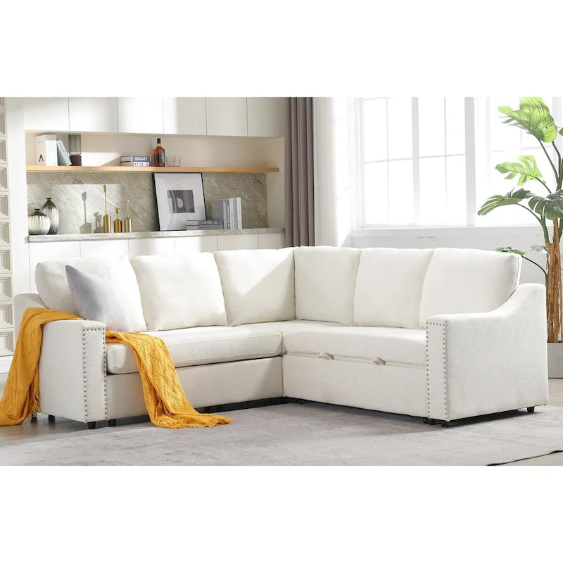 L-shaped Sofa with Pull-out Sofa Bed,Corner Sofa,Comfortable Living Room Furniture Set,Sleeper Sofa Bed,Corner Seat for Two