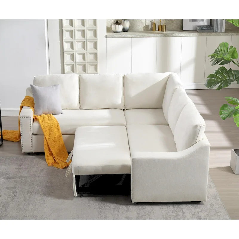 L-shaped Sofa with Pull-out Sofa Bed,Corner Sofa,Comfortable Living Room Furniture Set,Sleeper Sofa Bed,Corner Seat for Two