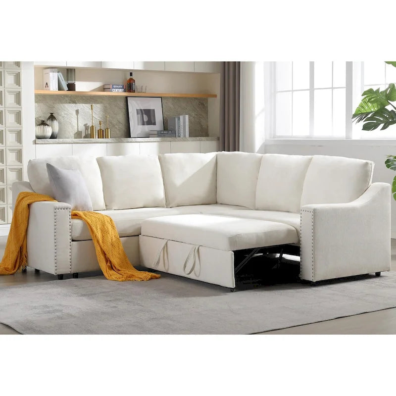 L-shaped Sofa with Pull-out Sofa Bed,Corner Sofa,Comfortable Living Room Furniture Set,Sleeper Sofa Bed,Corner Seat for Two