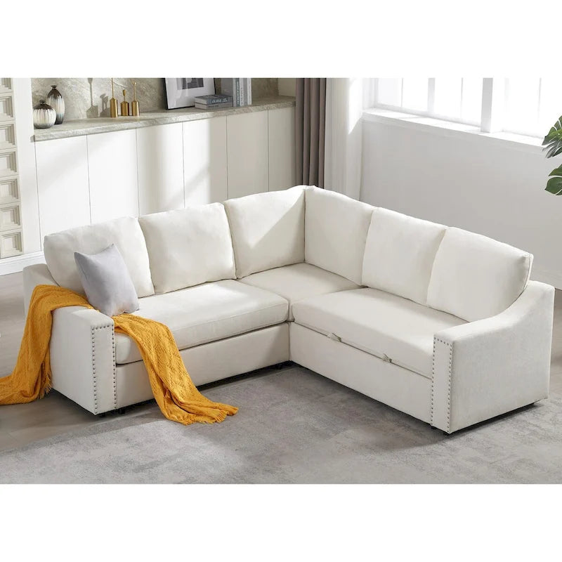 L-shaped Sofa with Pull-out Sofa Bed,Corner Sofa,Comfortable Living Room Furniture Set,Sleeper Sofa Bed,Corner Seat for Two