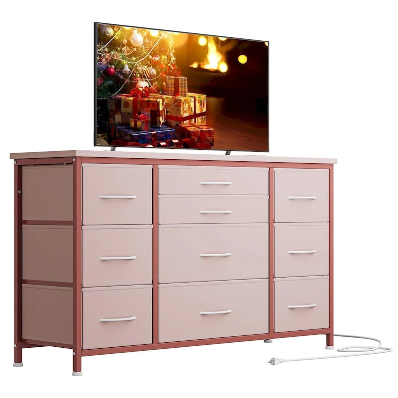 Bedroom Dresser with 10 Large Drawers for 55 Long TV Stand - 55 inches