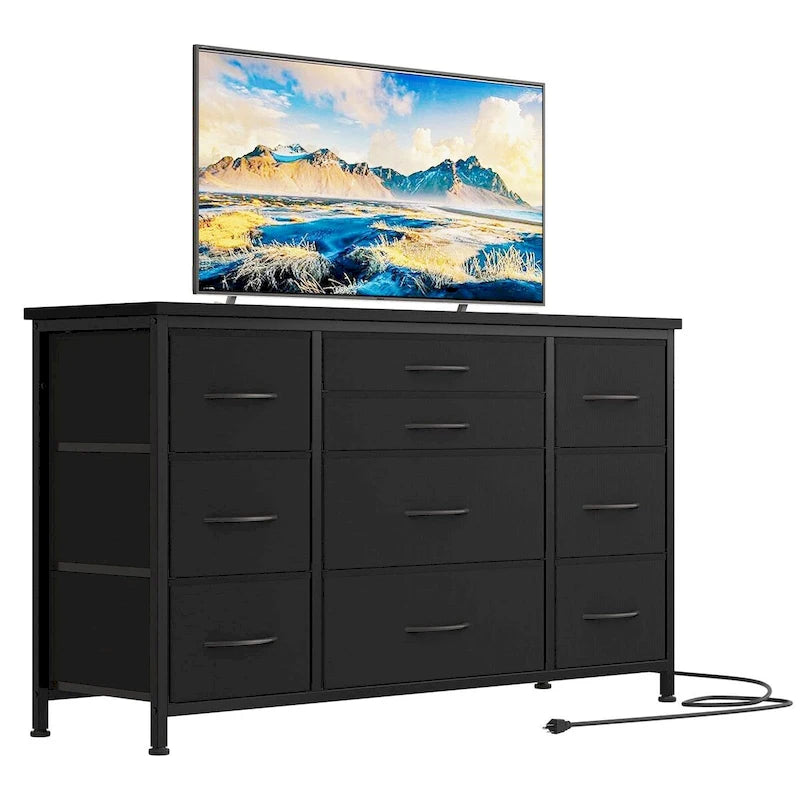 Bedroom Dresser with 10 Large Drawers for 55 Long TV Stand - 55 inches