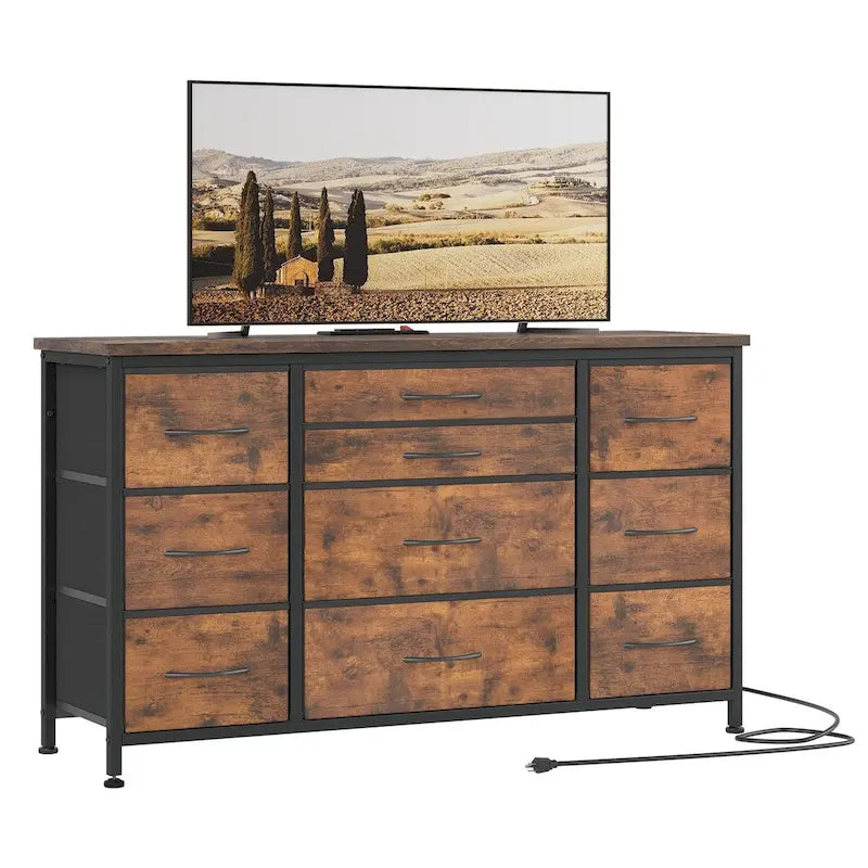 Bedroom Dresser with 10 Large Drawers for 55 Long TV Stand - 55 inches