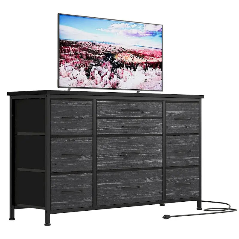 Bedroom Dresser with 10 Large Drawers for 55 Long TV Stand - 55 inches