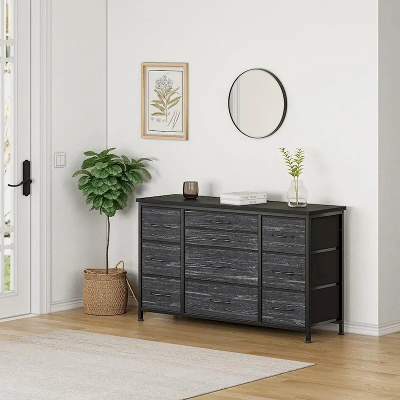 Bedroom Dresser with 10 Large Drawers for 55 Long TV Stand - 55 inches