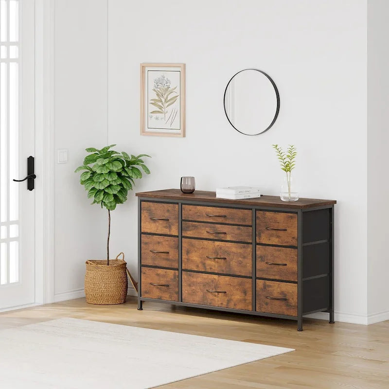 Bedroom Dresser with 10 Large Drawers for 55 Long TV Stand - 55 inches