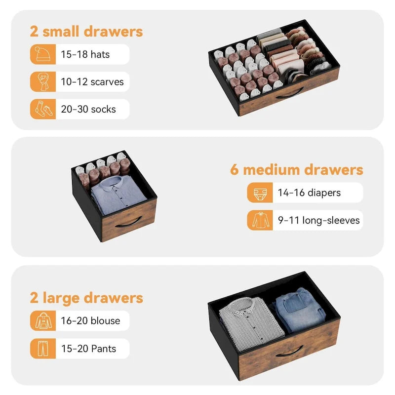 Bedroom Dresser with 10 Large Drawers for 55 Long TV Stand - 55 inches