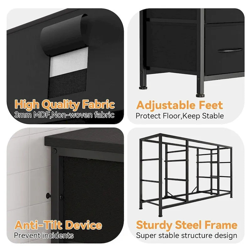 Bedroom Dresser with 10 Large Drawers for 55 Long TV Stand - 55 inches