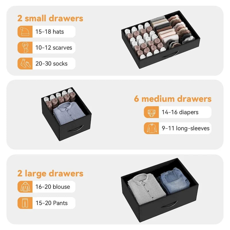 Bedroom Dresser with 10 Large Drawers for 55 Long TV Stand - 55 inches