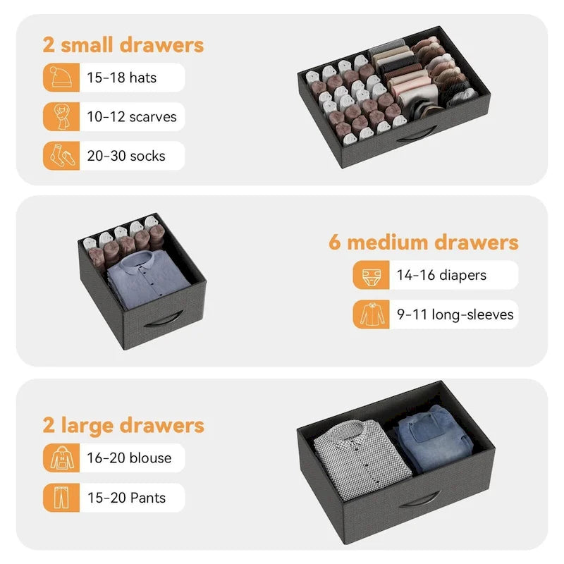 Bedroom Dresser with 10 Large Drawers for 55 Long TV Stand - 55 inches