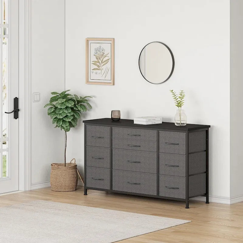 Bedroom Dresser with 10 Large Drawers for 55 Long TV Stand - 55 inches