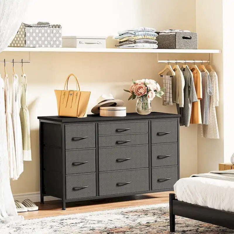 Bedroom Dresser with 10 Large Drawers for 55 Long TV Stand - 55 inches
