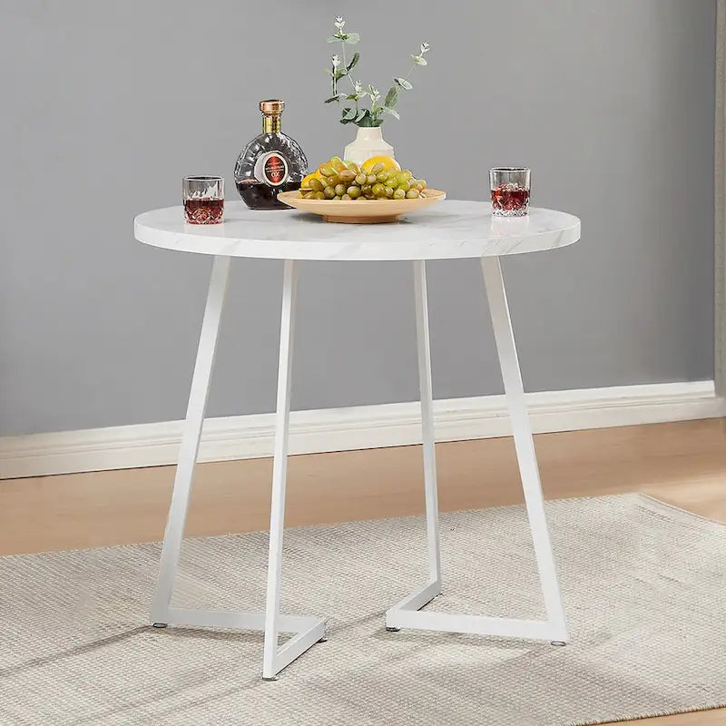 Javlergo 31.5 Round Dining Table Modern Leisure Table with Metal Leg