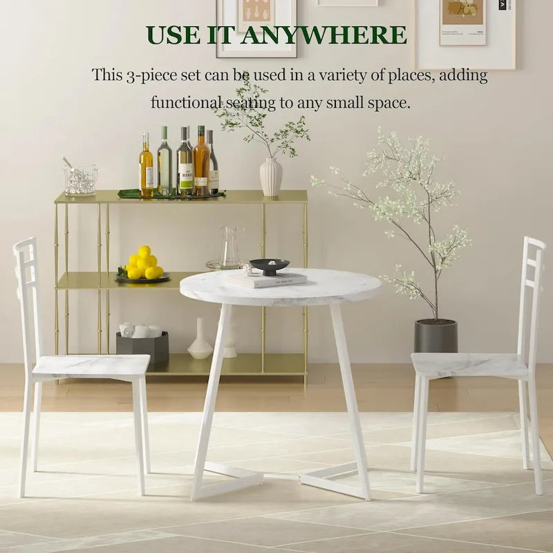 Javlergo 31.5 Round Dining Table Modern Leisure Table with Metal Leg