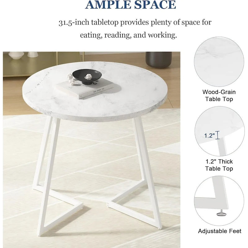 Javlergo 31.5 Round Dining Table Modern Leisure Table with Metal Leg